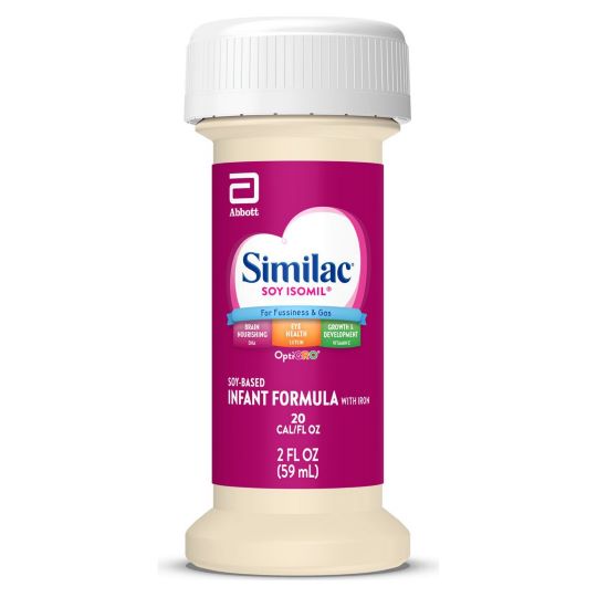 Similac? Soy Isomil? Infant Formula, Soy-Based, Easy-to-Digest, for Lactose Intolerance, Baby Formula, Ready-to-Feed, 2-fl-oz Bottle (Case of 48)