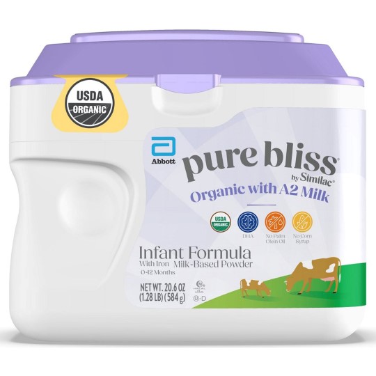 Pure Bliss? by Similac? Organic with A2 Milk* Infant Formula, Easy to Digest,? USDA-Certified Organic, Powder, 20.6-oz Tub