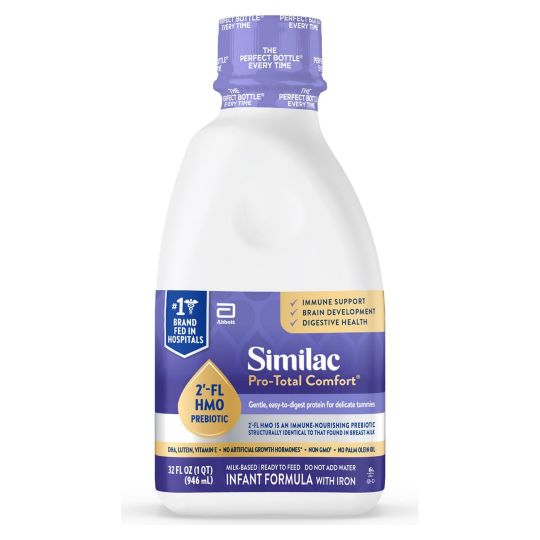 Similac Pro-Total Comfort?* Infant Formula with Iron, Gentle, Easy-to-Digest Formula, with 2'-FL HMO for Immune Support, Non-GMO, Ready-to-Feed Baby Formula, 32-fl-oz Bottle, Pack of 6