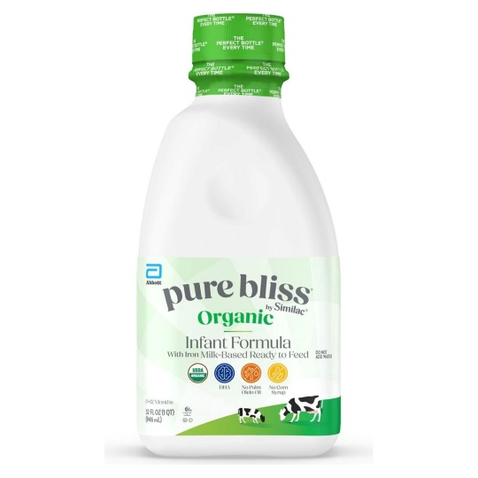 Pure Bliss? by Similac? Organic* Infant Formula, Easy to Digest, USDA-Certified Organic, Ready to Feed, 32-fl-oz Bottle, Pack of 6